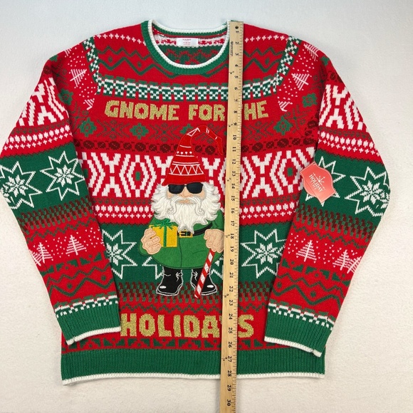 Ugly Christmas Sweater Mens MEDIUM 38-40 Holiday Time Gnome Party Tacky Novelty - Picture 5 of 11